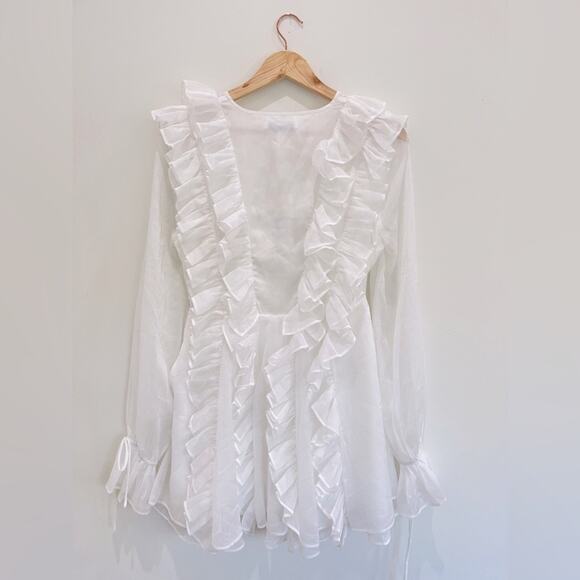 Anthropologie White Ruffled Mini Dress - Picture 9 of 10